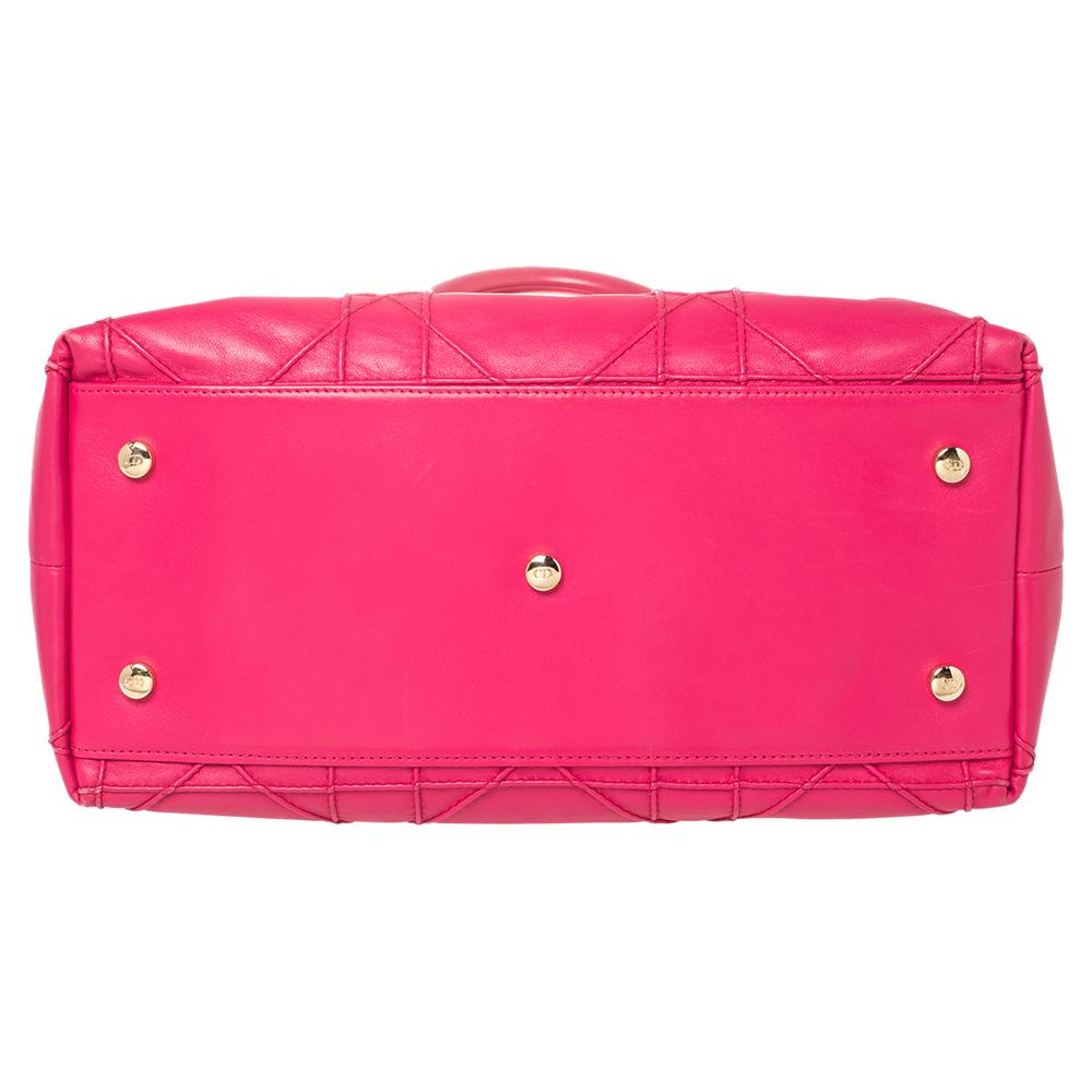 Dior Fuchsia Cannage Quilted Leather Granville Tote 6