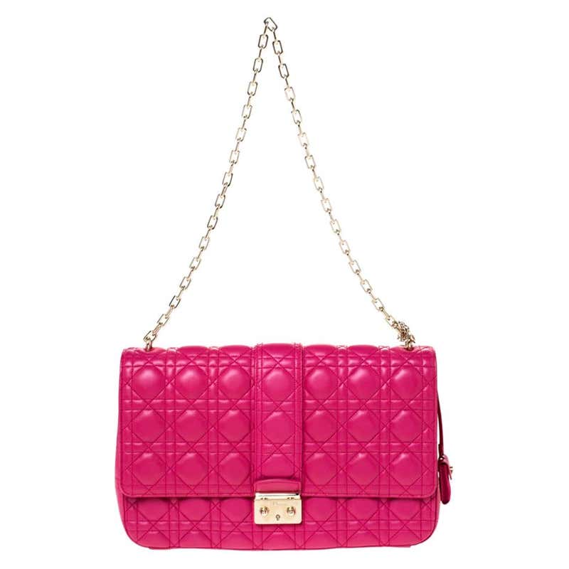 Dior Fuchsia Cannage Quilted Leather Large Miss Dior Flap Bag For Sale ...