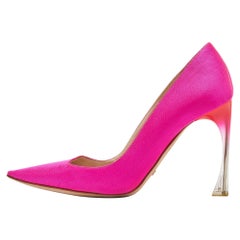 Dior Fuchsia Fabric Acrylic Heel Pumps Size 37.5