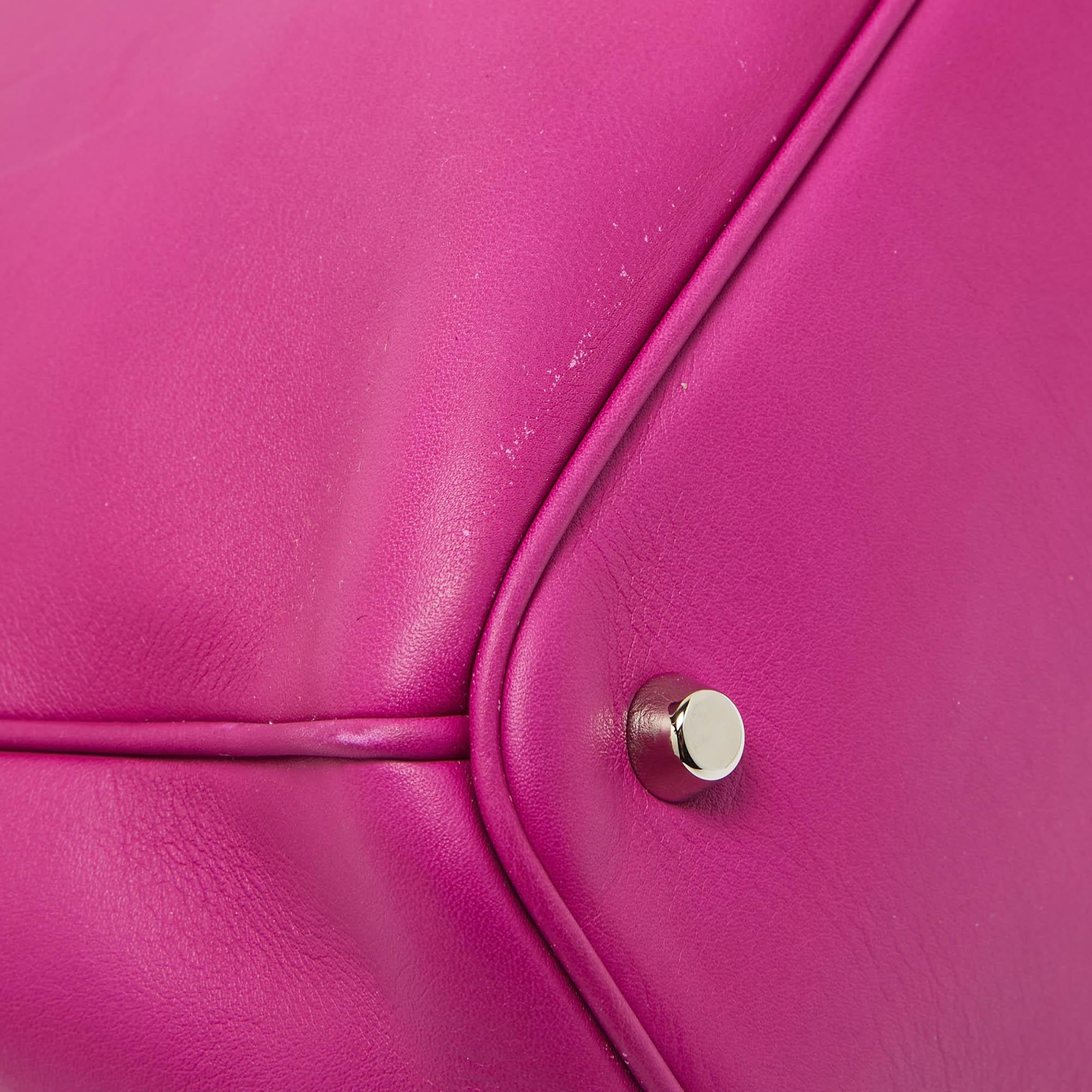Dior Fuchsia Leather Large Diorissimo Shopper Tote For Sale 1