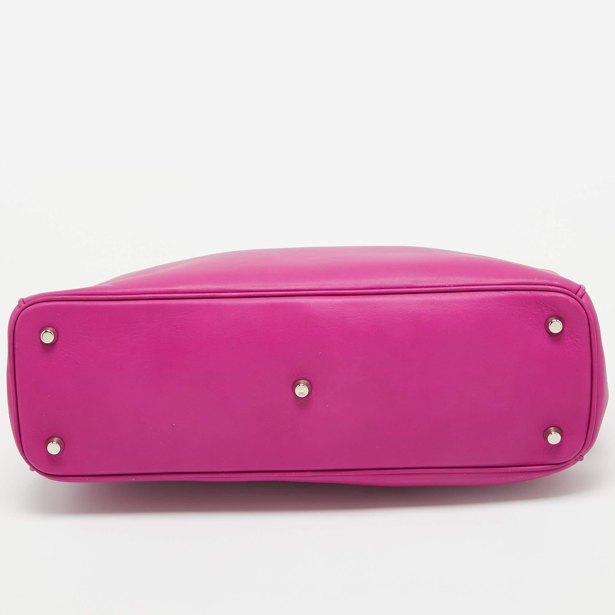 Dior Fuchsia Leather Large Diorissimo Shopper Tote For Sale 2