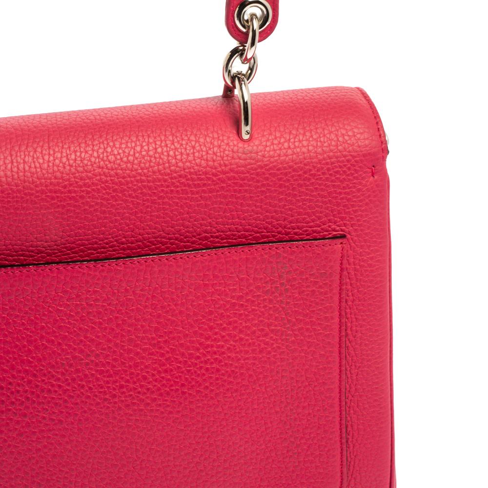 Dior Fuchsia Leather Small Be Dior Flap Top Handle Bag 4