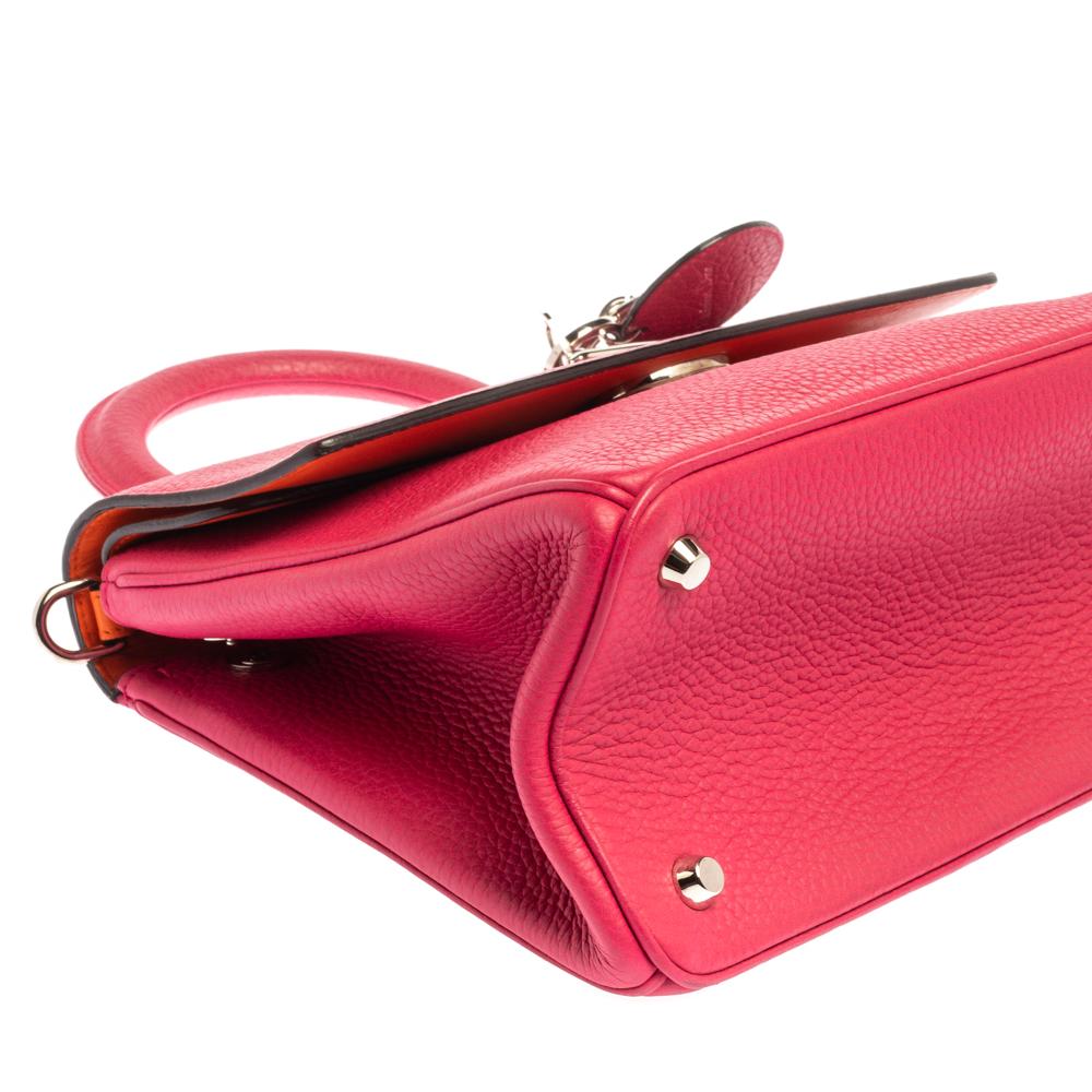 Dior Fuchsia Leather Small Be Dior Flap Top Handle Bag 6