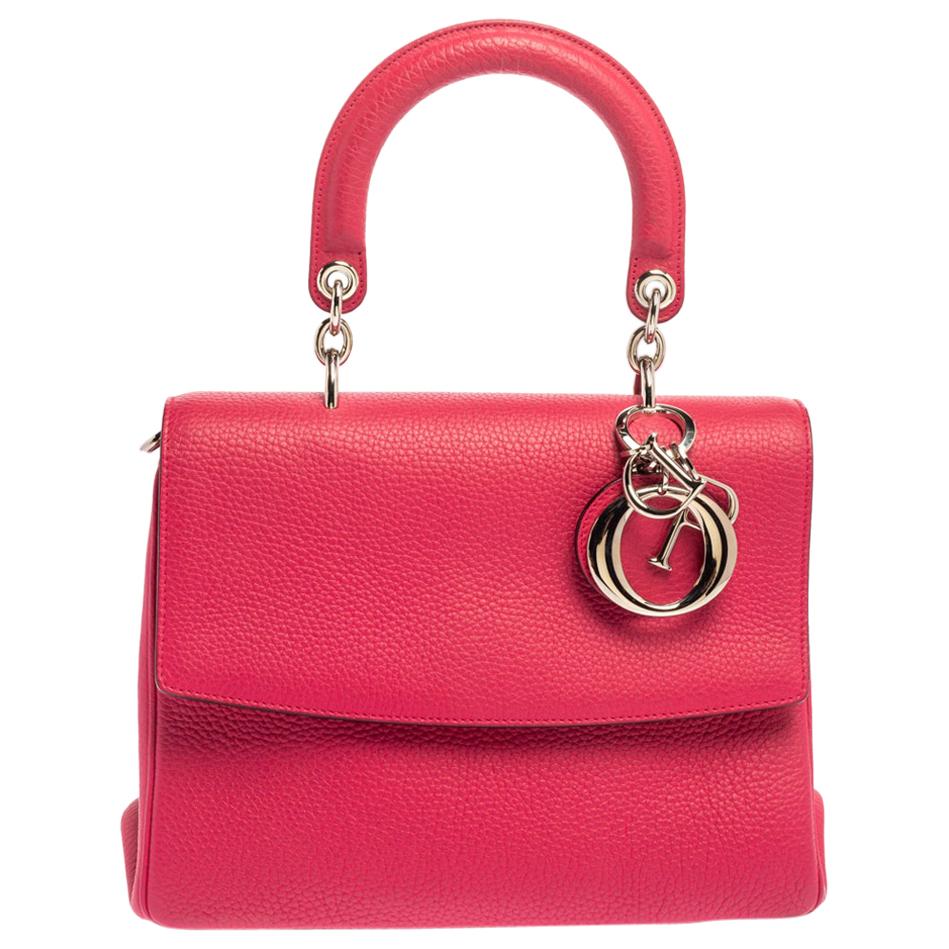 Dior Fuchsia Leather Small Be Dior Flap Top Handle Bag