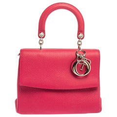 Dior Fuchsia Leather Small Be Dior Flap Top Handle Bag
