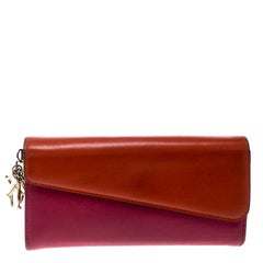 Dior Fuschia/Orange Leather Diorissimo Continental Wallet