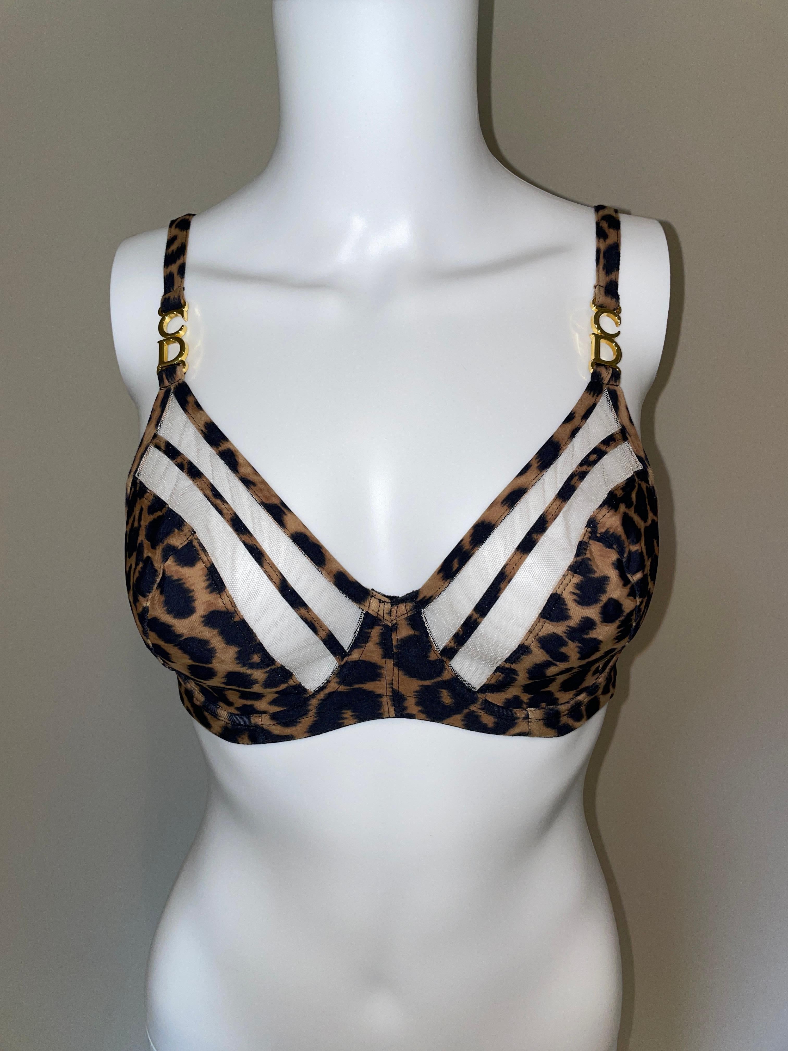 Vintage John Galliano for Christian Dior leopard print with yellow gold monogram hardware. Excellent condition. 2000 '00 as seen on the runway. Technically I think this is swimwear? Obviously, it is multi-purpose and hot hot hot. 