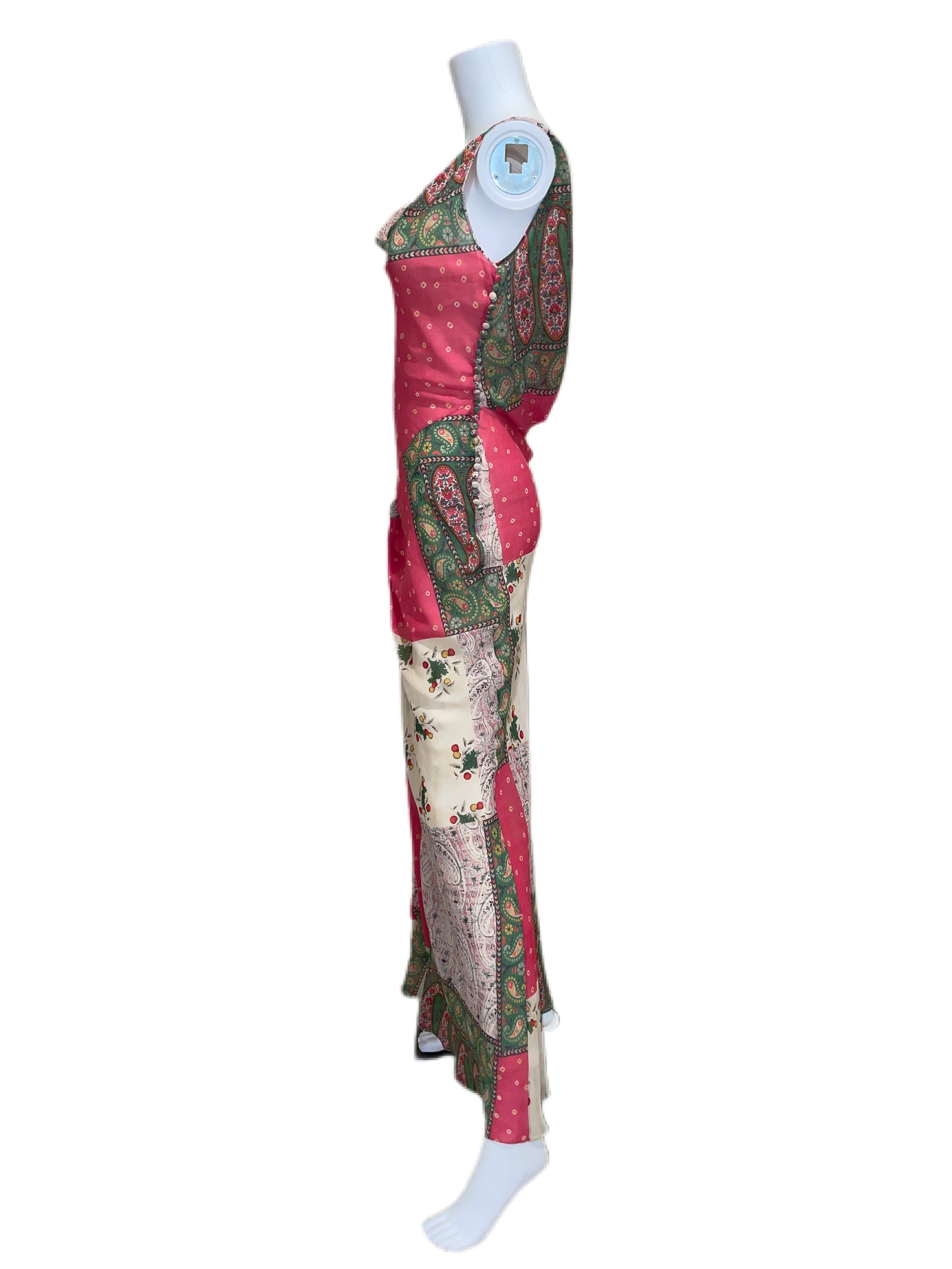 DIOR GALLIANO '04 gown ensemble paisley print maxi dress evening In New Condition In Leonardo, NJ
