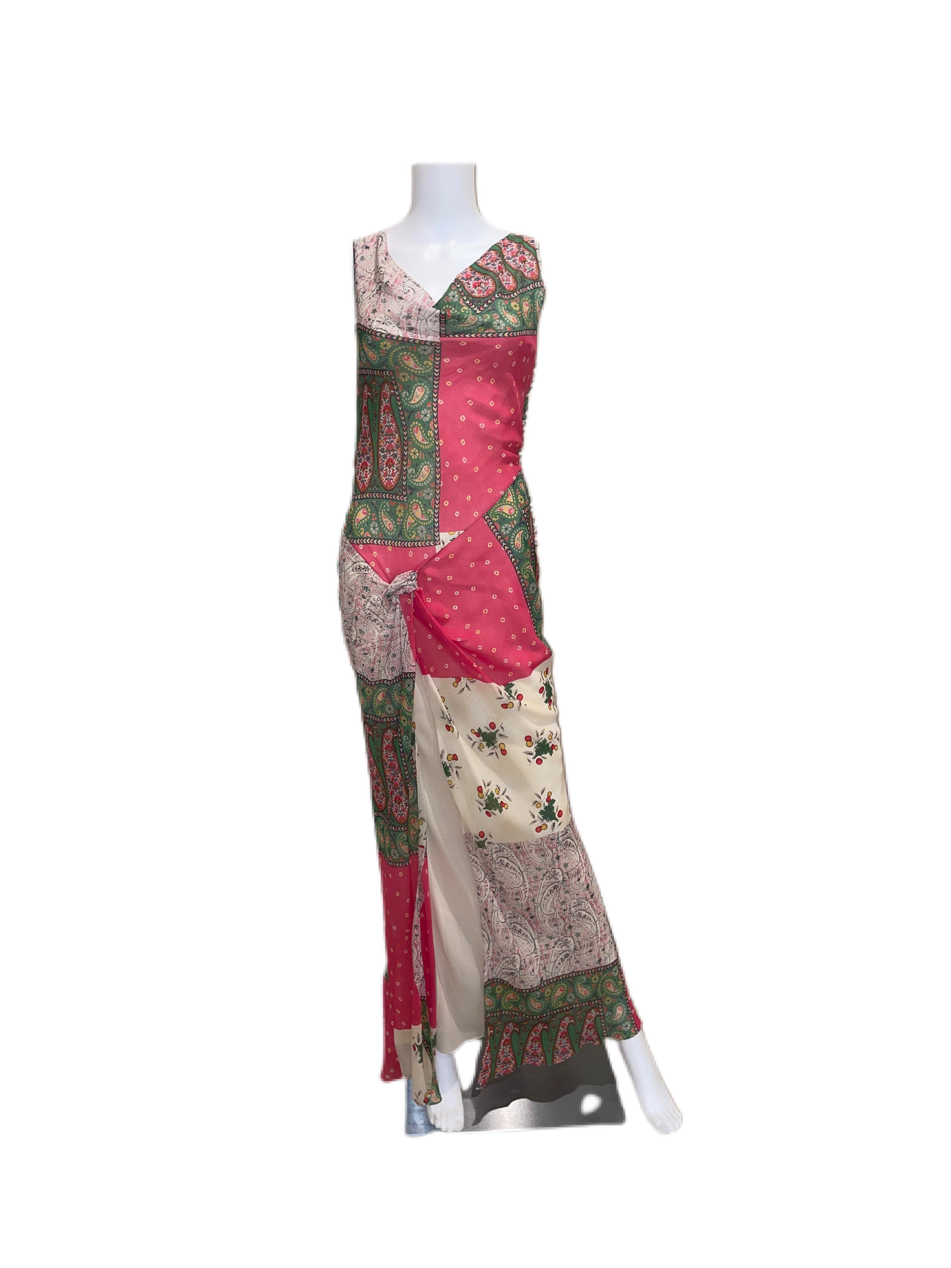Women's DIOR GALLIANO '04 gown ensemble paisley print maxi dress evening
