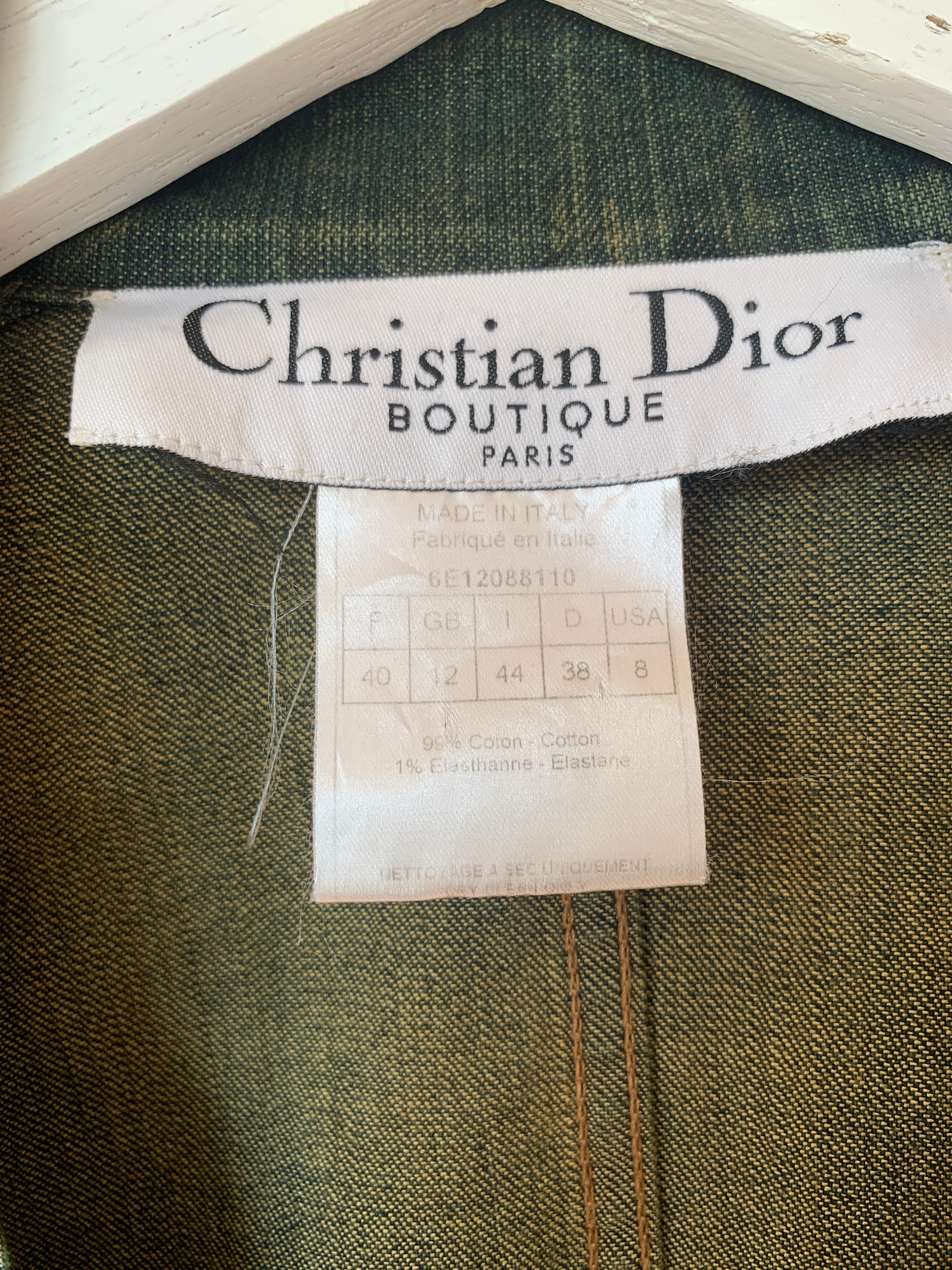 2006 SS Dior & Galliano  Laufsteg Lederbesatz Denim Vintage Mantel 2000s im Angebot 3