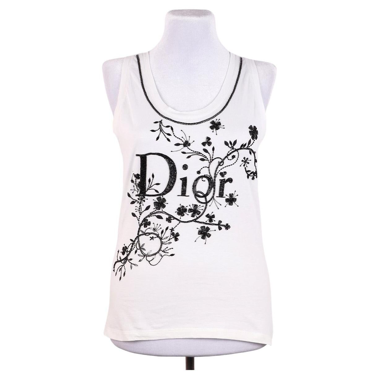 Pre-owned Dior Galliano 2006 Vintage White Double Embroidered Top 42 Fr 10 Usa