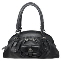 Dior Galliano 2006 Y2K Black Leather Logo Satchel Bag