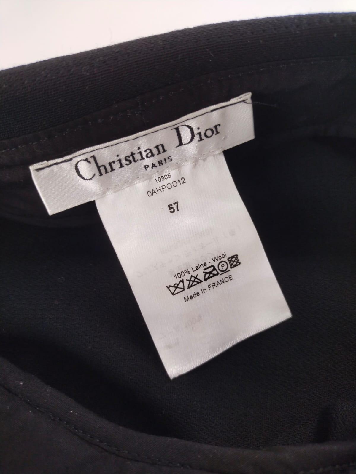 Dior Galliano 2010 Authentic Christian Dior Black Wool Logo CAP For Sale 1