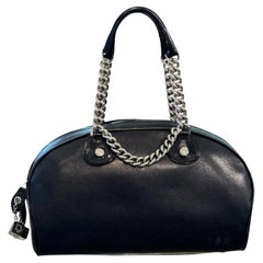 Dior Galliano Black Leather Chain Gambler Boston Bag