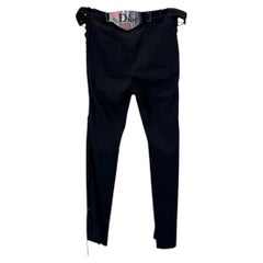Dior Galliano Black Low-Rise Trousers Metal Logo Plate Back