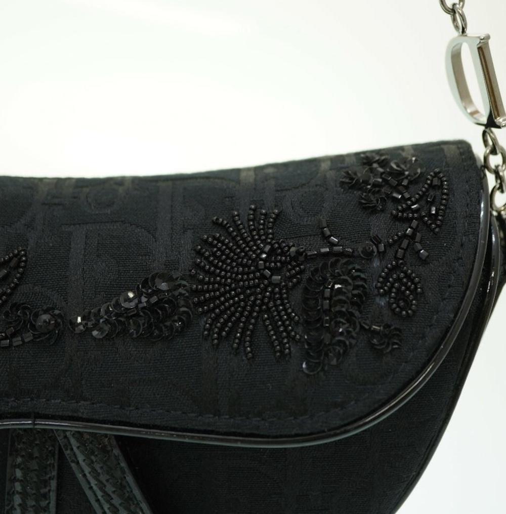 Christian Dior Galliano Mini bolso de nylon negro con cuentas florales en Bueno estado para la venta en Montreal, Quebec