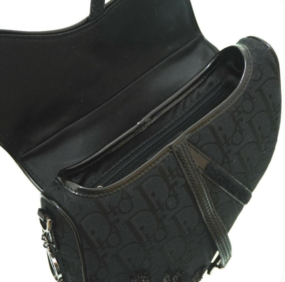 De las mujeres Christian Dior Galliano Mini bolso de nylon negro con cuentas florales en venta