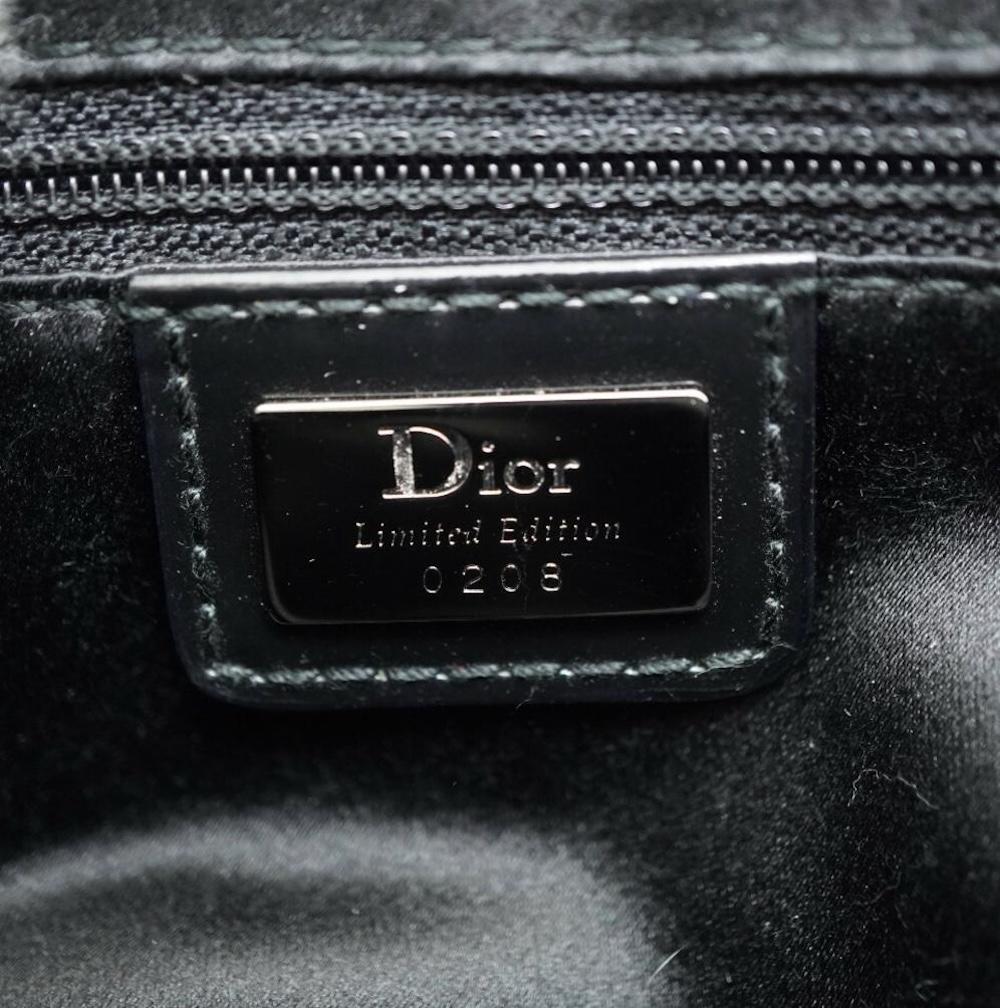 Christian Dior Galliano Mini bolso de nylon negro con cuentas florales en venta 2