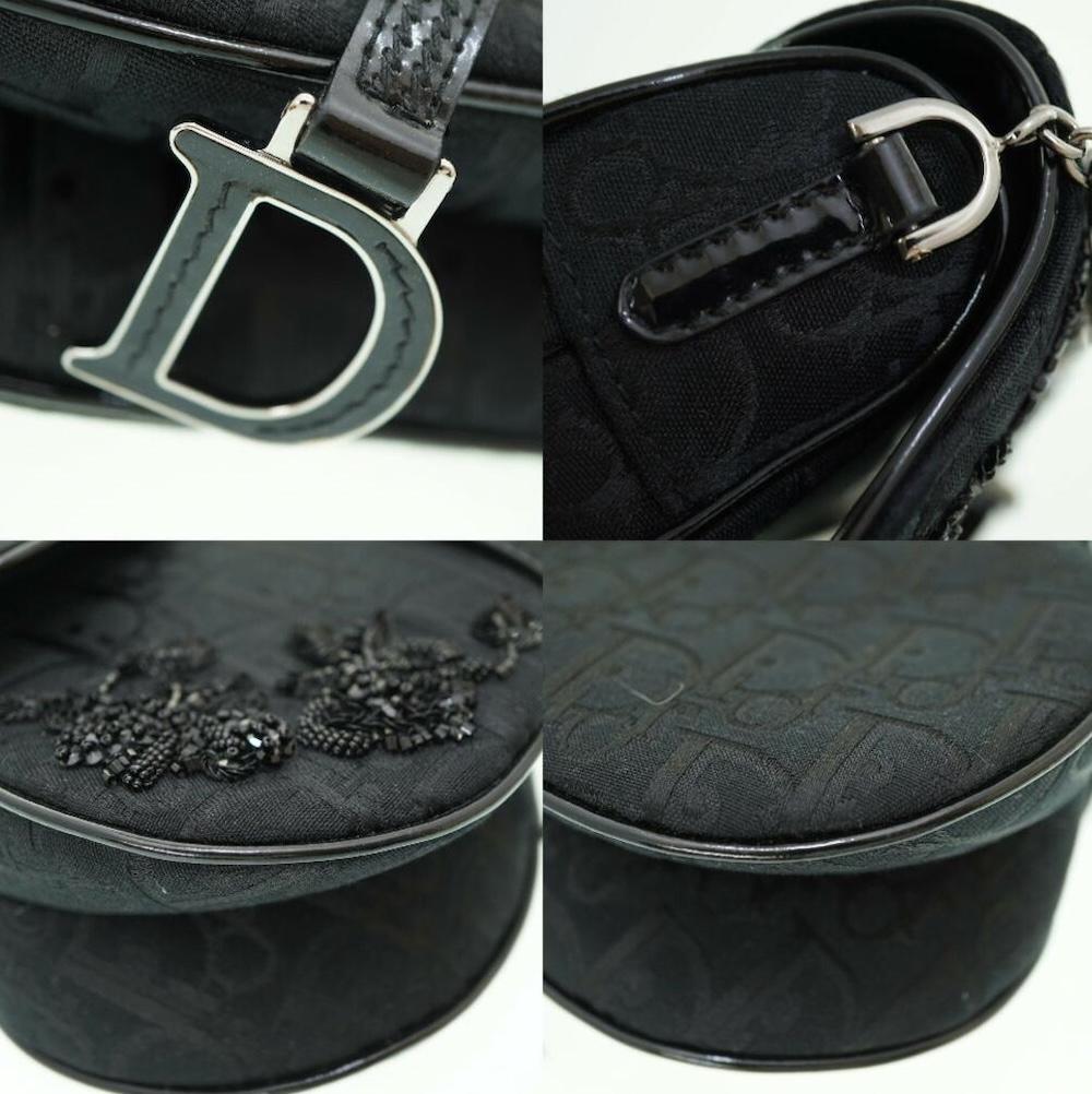Christian Dior Galliano Mini bolso de nylon negro con cuentas florales en venta 4