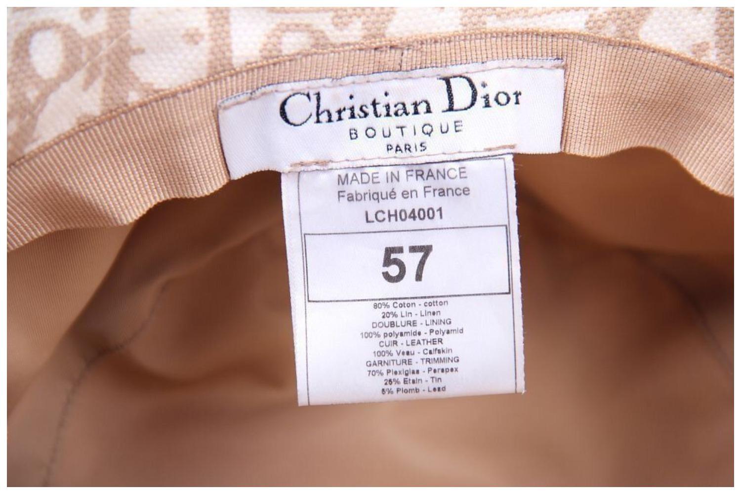 Dior Galliano Dior Trotter Charms Monogram Oblique Bucket Hat Diorissimo 57 Bon état - En vente à Алматинский Почтамт, KZ