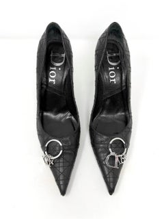 Dior Galliano Era Cannage Charm Pumps Black Size 36.5