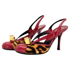 Dior Galliano F/W 2004 Gambler Dice Leopard Print Pony Hair Slingback Pumps 38.5