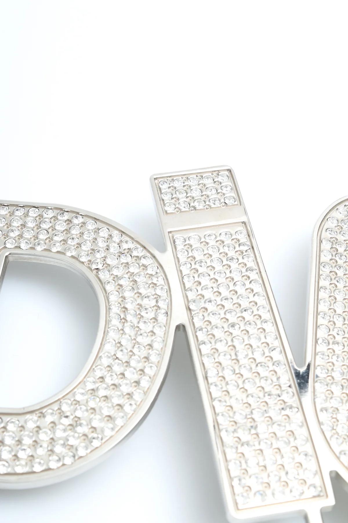 Christian Dior Galliano Swarovski Crystal Logo Belt White 4