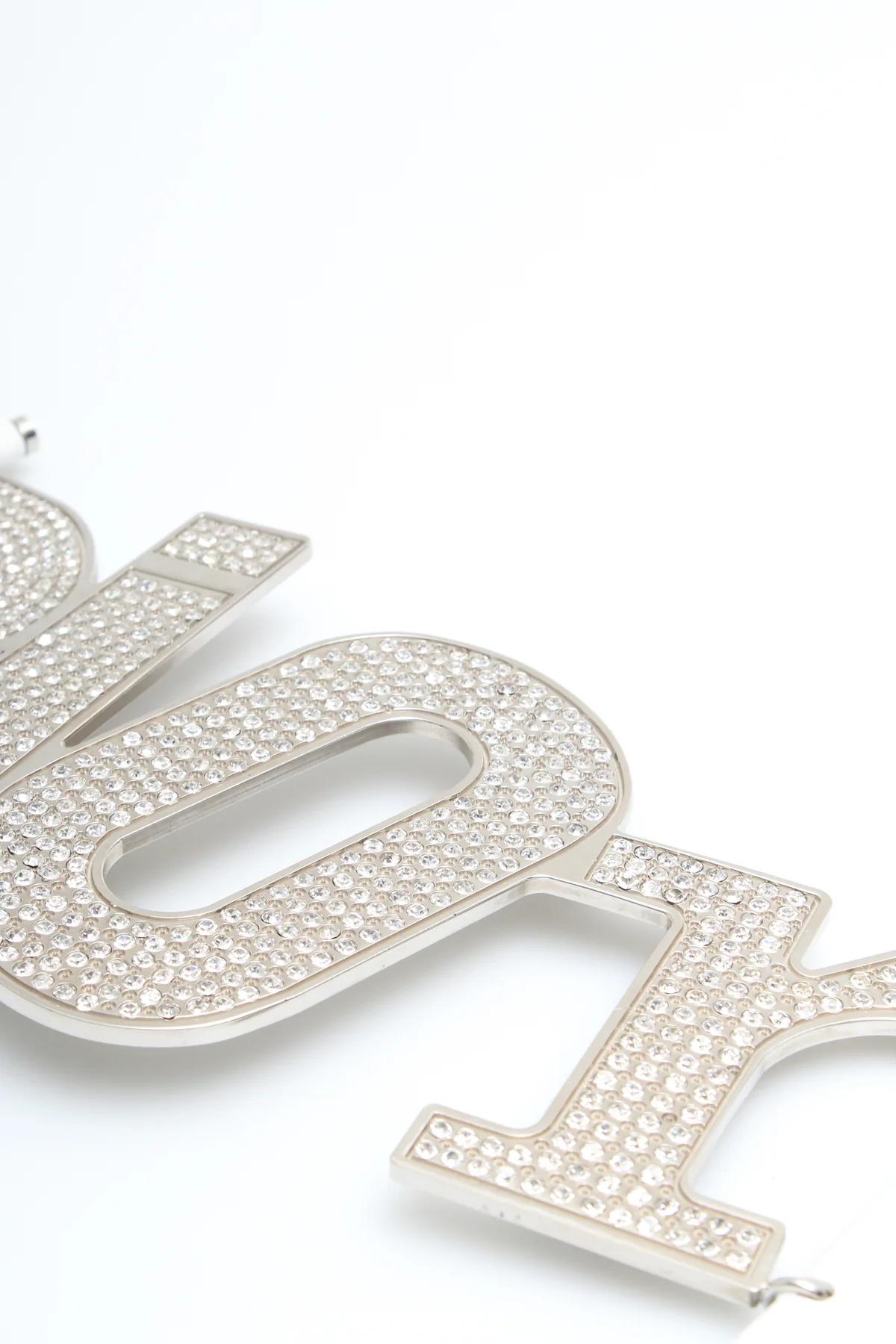 Christian Dior Galliano Swarovski Crystal Logo Belt White 5