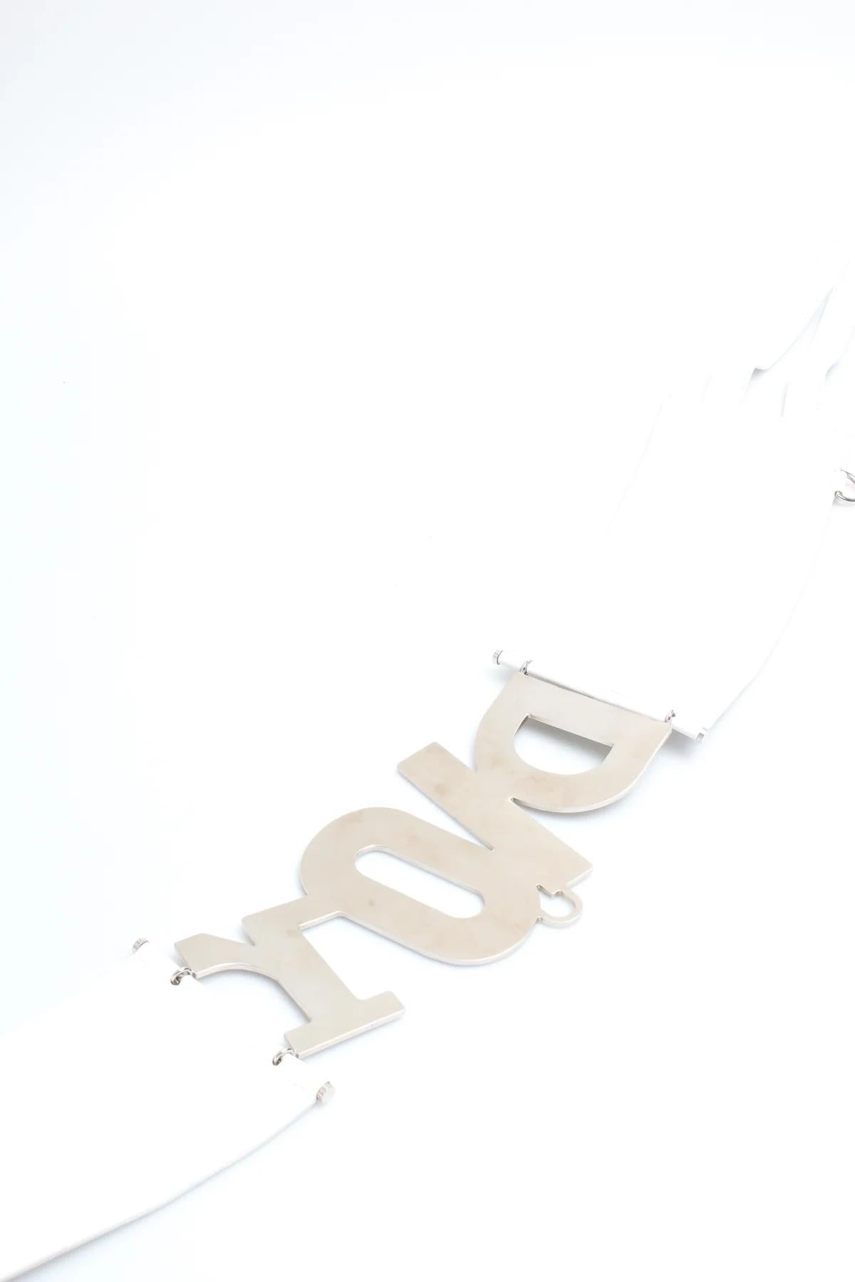 Christian Dior Galliano Swarovski Crystal Logo Belt White 6