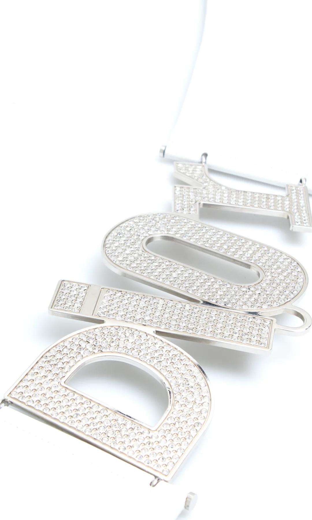 Christian Dior Galliano Swarovski Crystal Logo Belt White In Good Condition In Montreal, Quebec