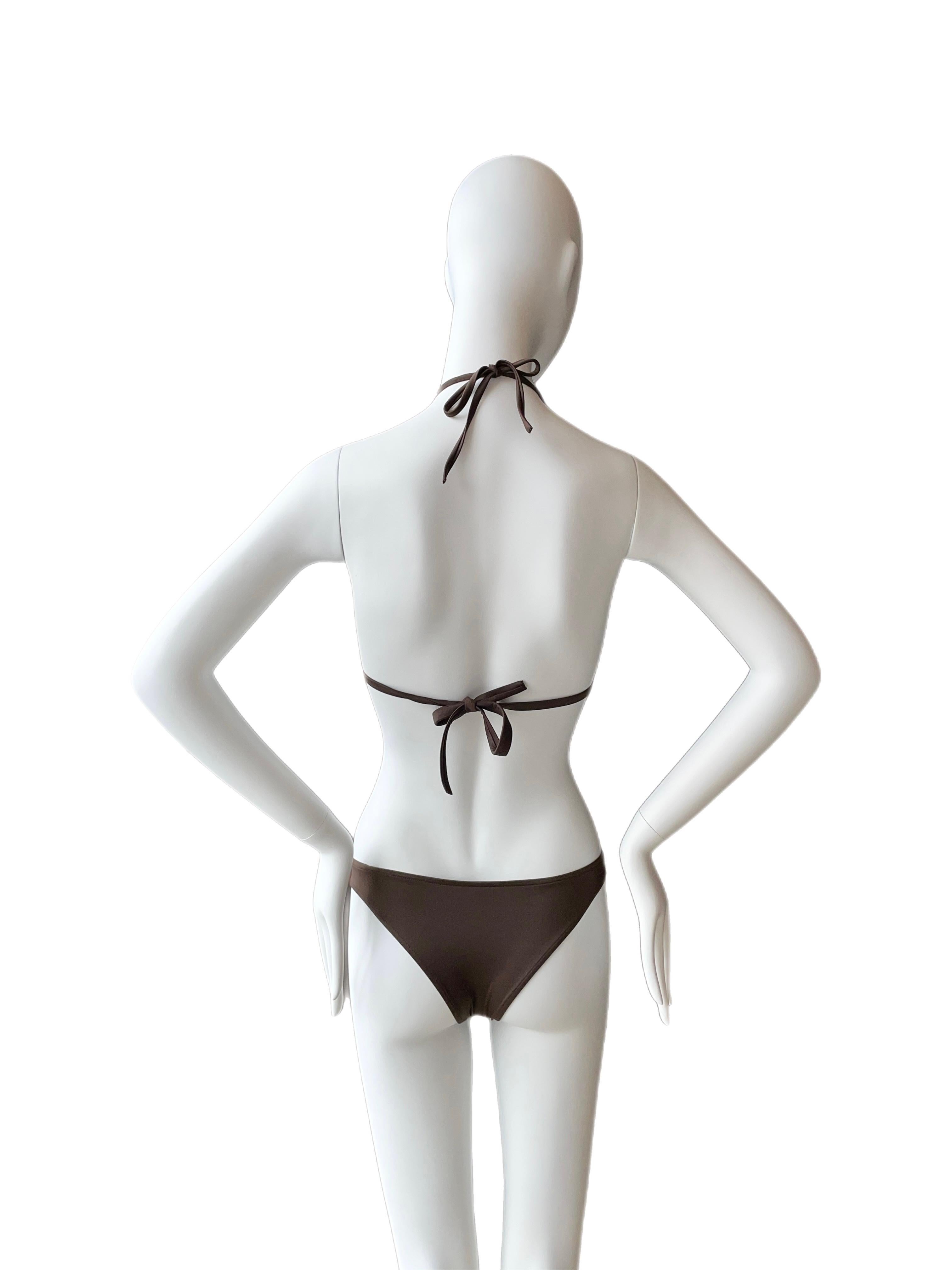 John Galliano for Christian Dior vintage bikini. New with tags. Size F38. Chocolate brown color. Has stretch. Bottoms waist 13.5