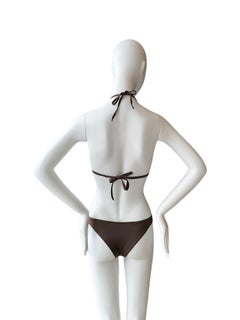 DIOR GALLIANO vintage Y2K brown gem bikini 2pc swim bathing suit
