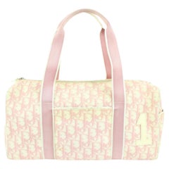 Dior White & Pink Monogram Girly Boston Bag - Authentic Dior Canada