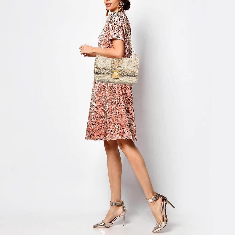 Dior Gold/Beige Tweed Medium Miss Dior Flap Bag 11