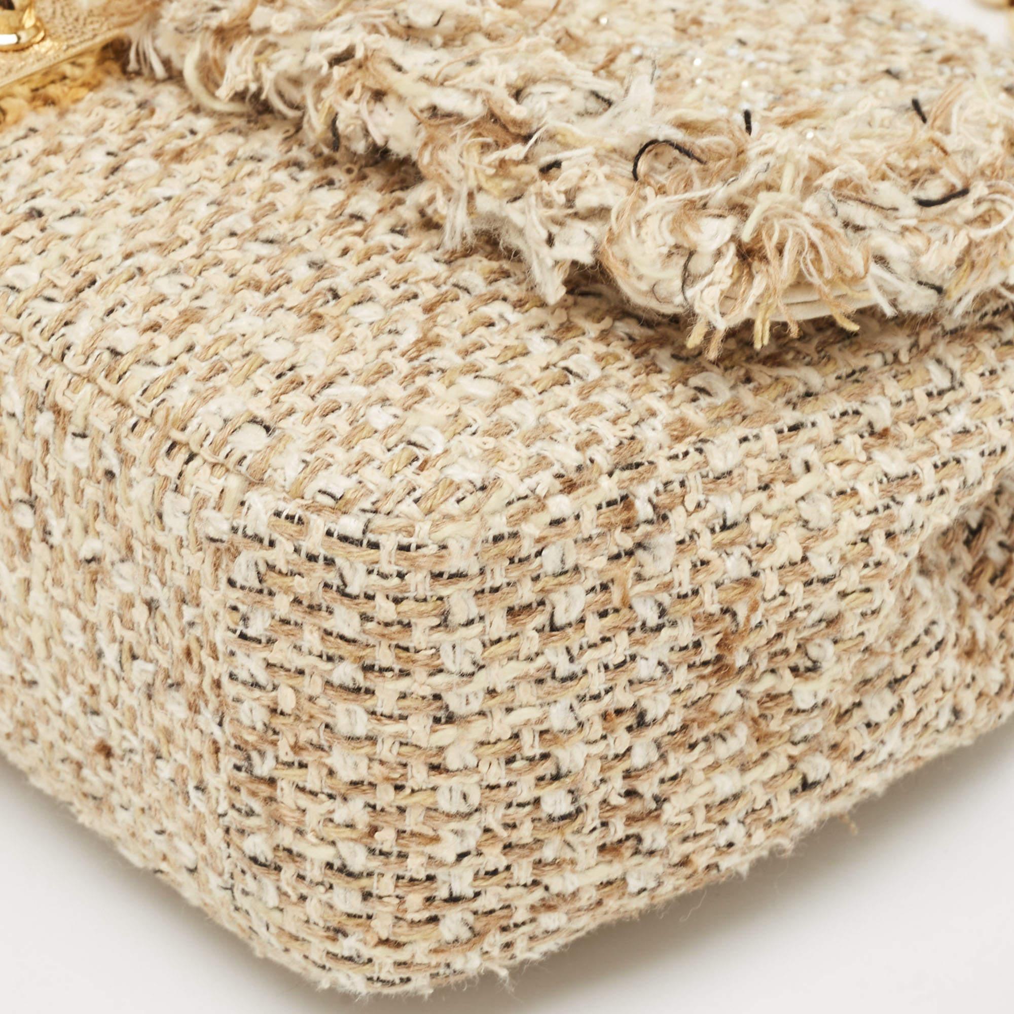 Dior Gold/Beige Tweed Medium Miss Dior Flap Bag 12