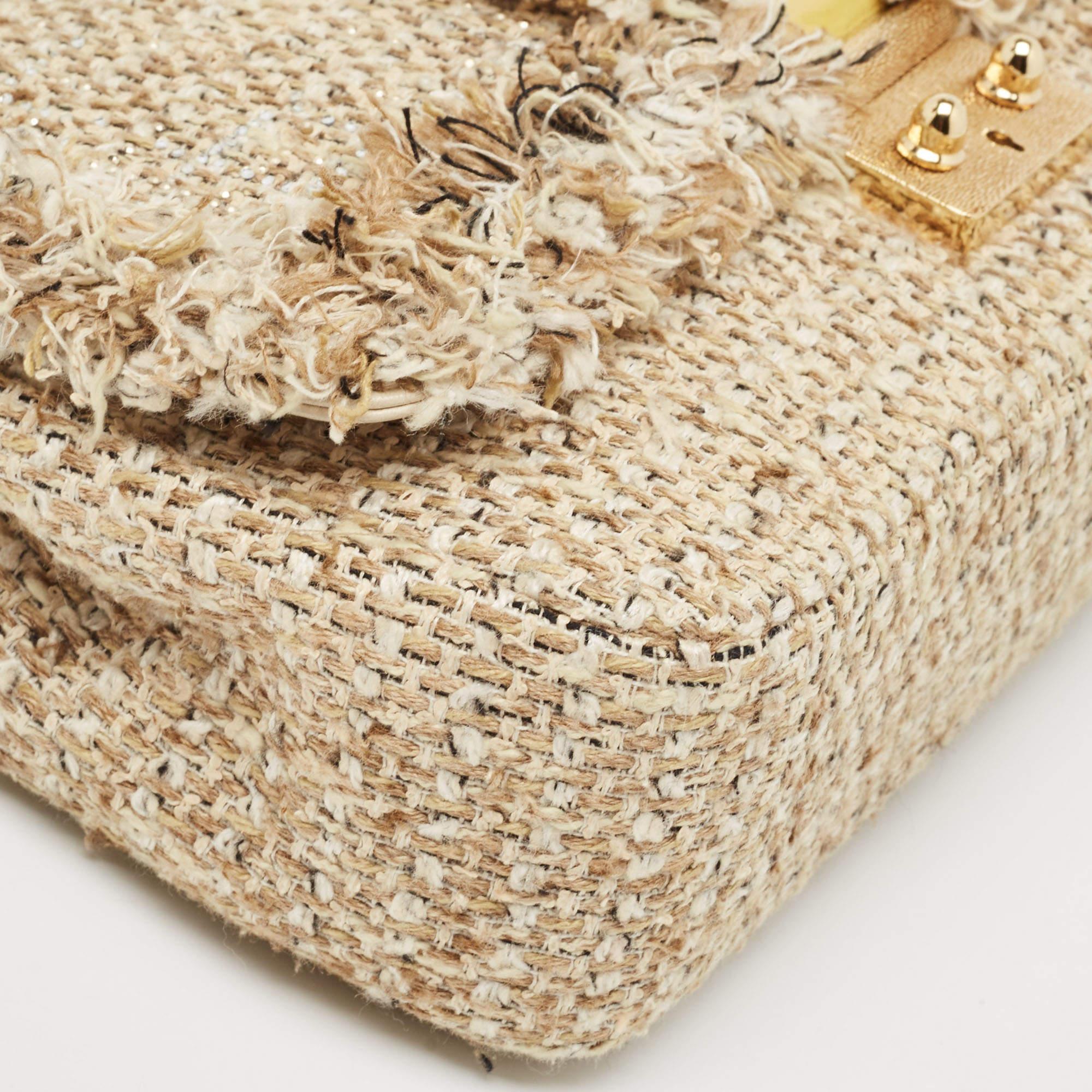 Dior Gold/Beige Tweed Medium Miss Dior Flap Bag 13