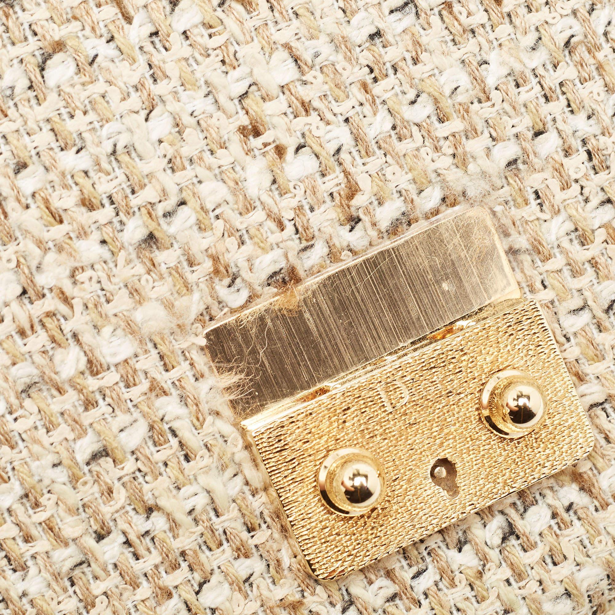 Dior Gold/Beige Tweed Medium Miss Dior Flap Bag 4
