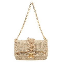 Dior Gold/Beige Tweed Medium Miss Dior Flap Bag