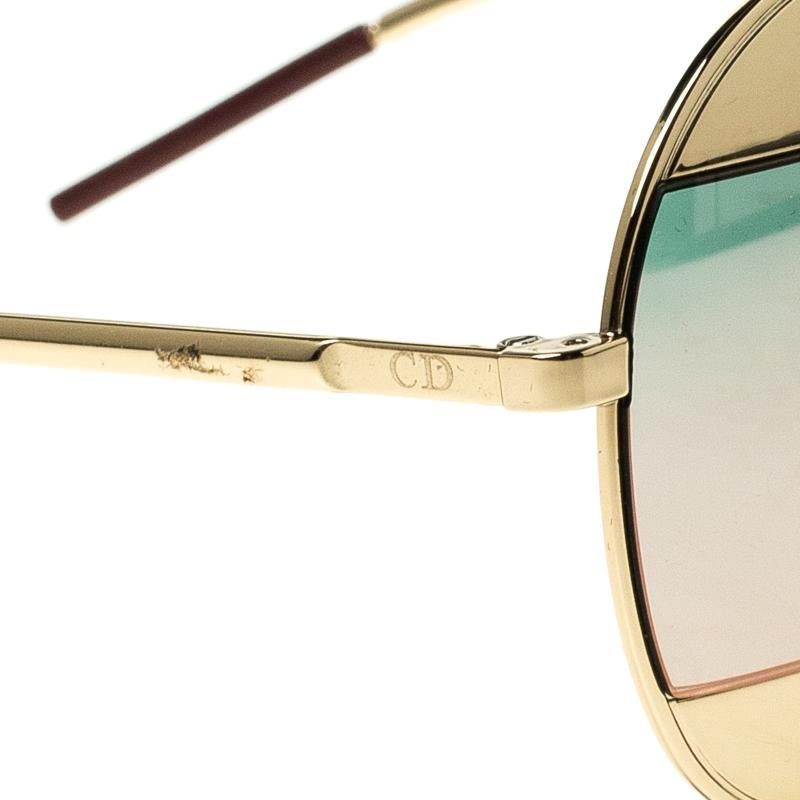 Beige Dior Gold/Black Pink Mirrored 0000J Split1 Aviator Sunglasses