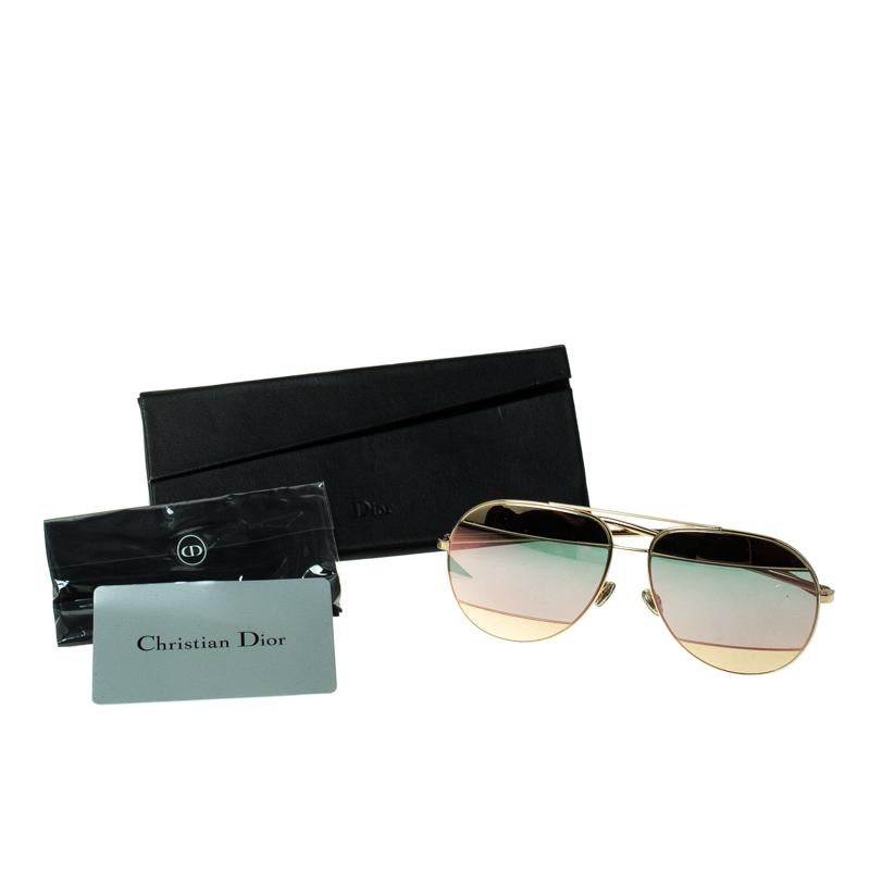 Dior Gold/Black Pink Mirrored 0000J Split1 Aviator Sunglasses 2