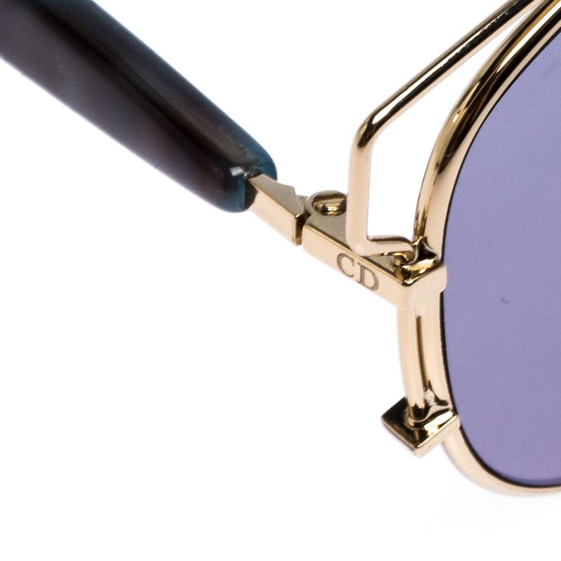 Dior Gold/Blue Technologic Aviator Sunglasses In Excellent Condition In Dubai, Al Qouz 2