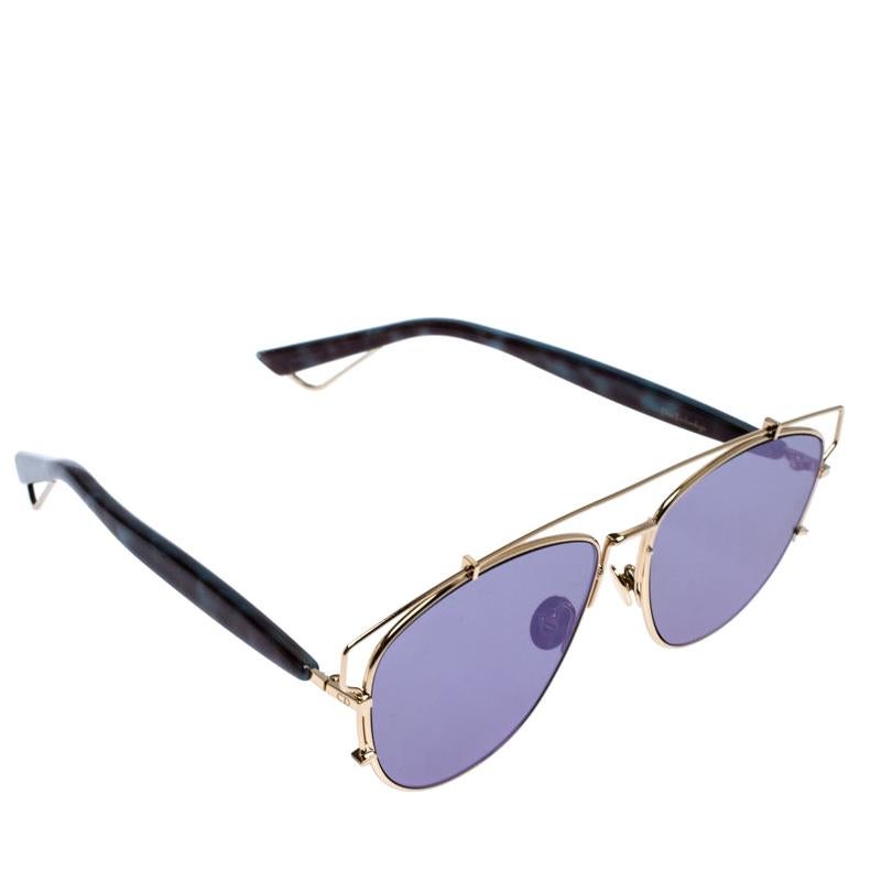Dior Gold/Blue Technologic Aviator Sunglasses