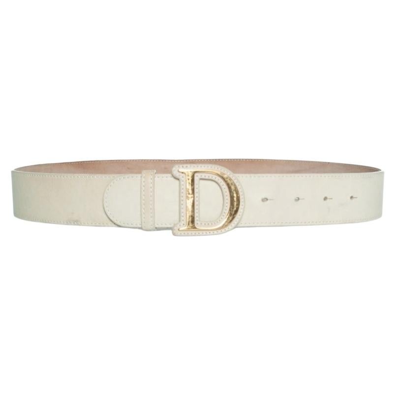 Dior, Gürtel mit goldener Schnalle und beigem Leder