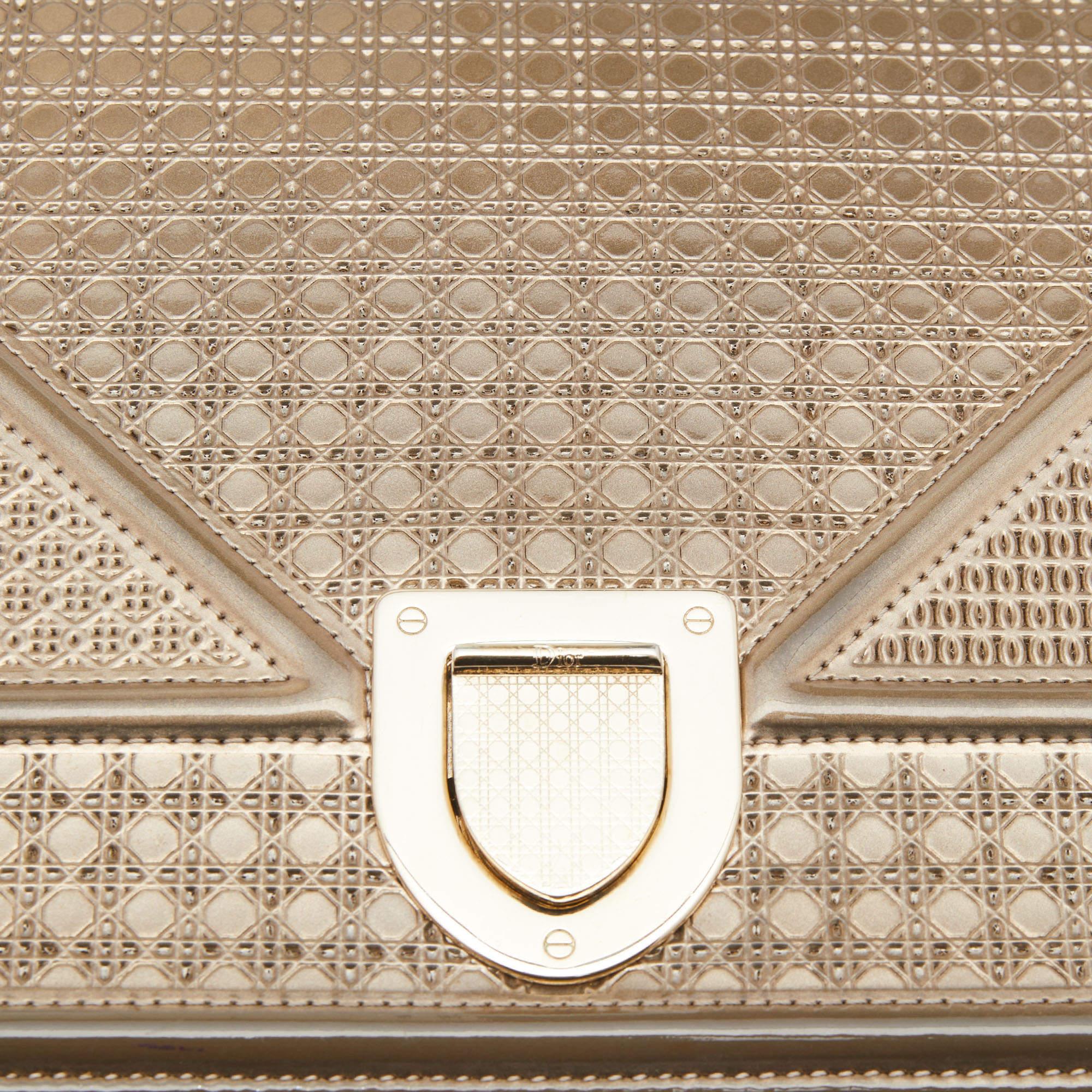 Dior Gold Cannage Patent Leather Medium Diorama Shoulder Bag 8