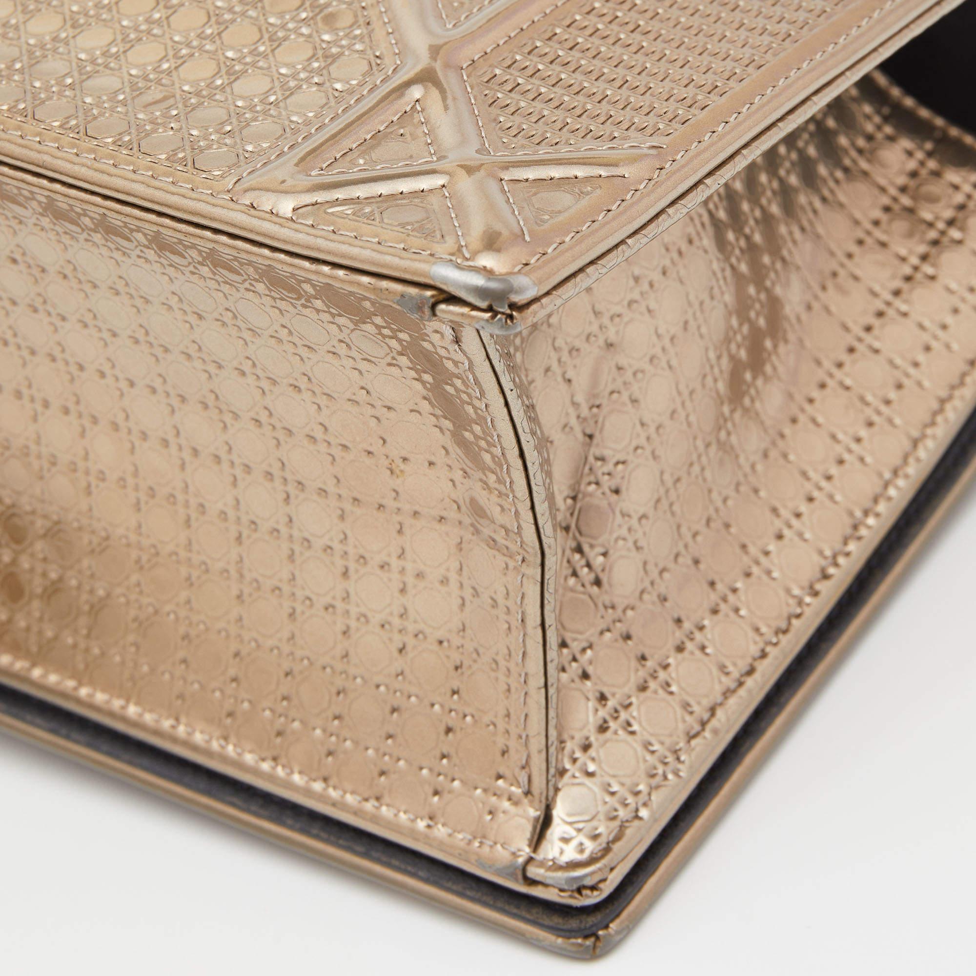 Dior Gold Cannage Patent Leather Medium Diorama Shoulder Bag 9