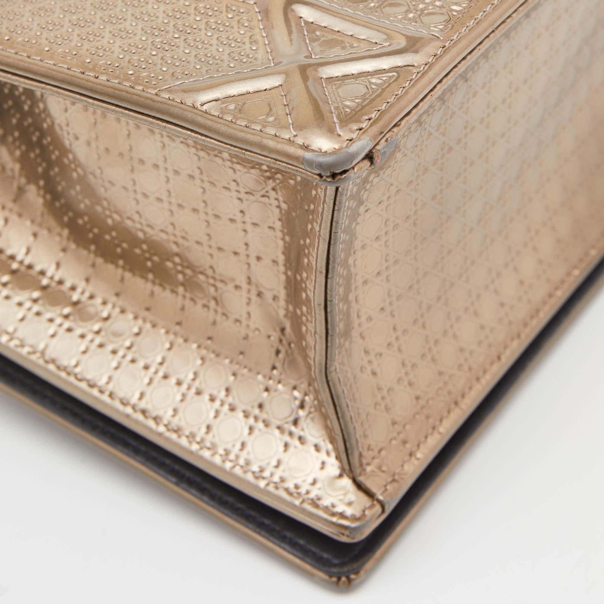 Dior Gold Cannage Patent Leather Medium Diorama Shoulder Bag 10