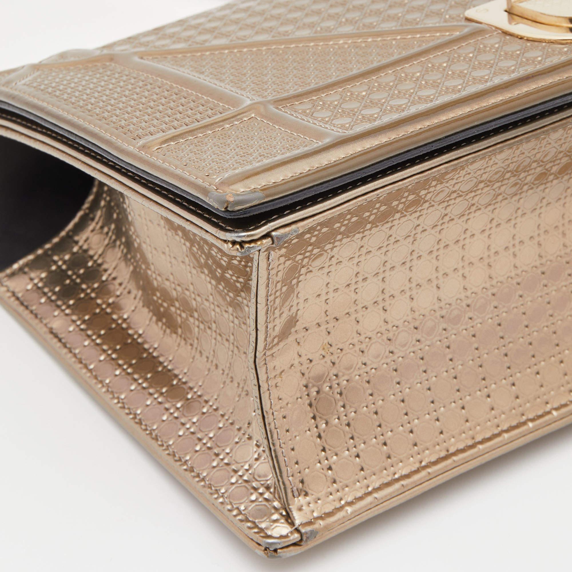 Dior Gold Cannage Patent Leather Medium Diorama Shoulder Bag 3