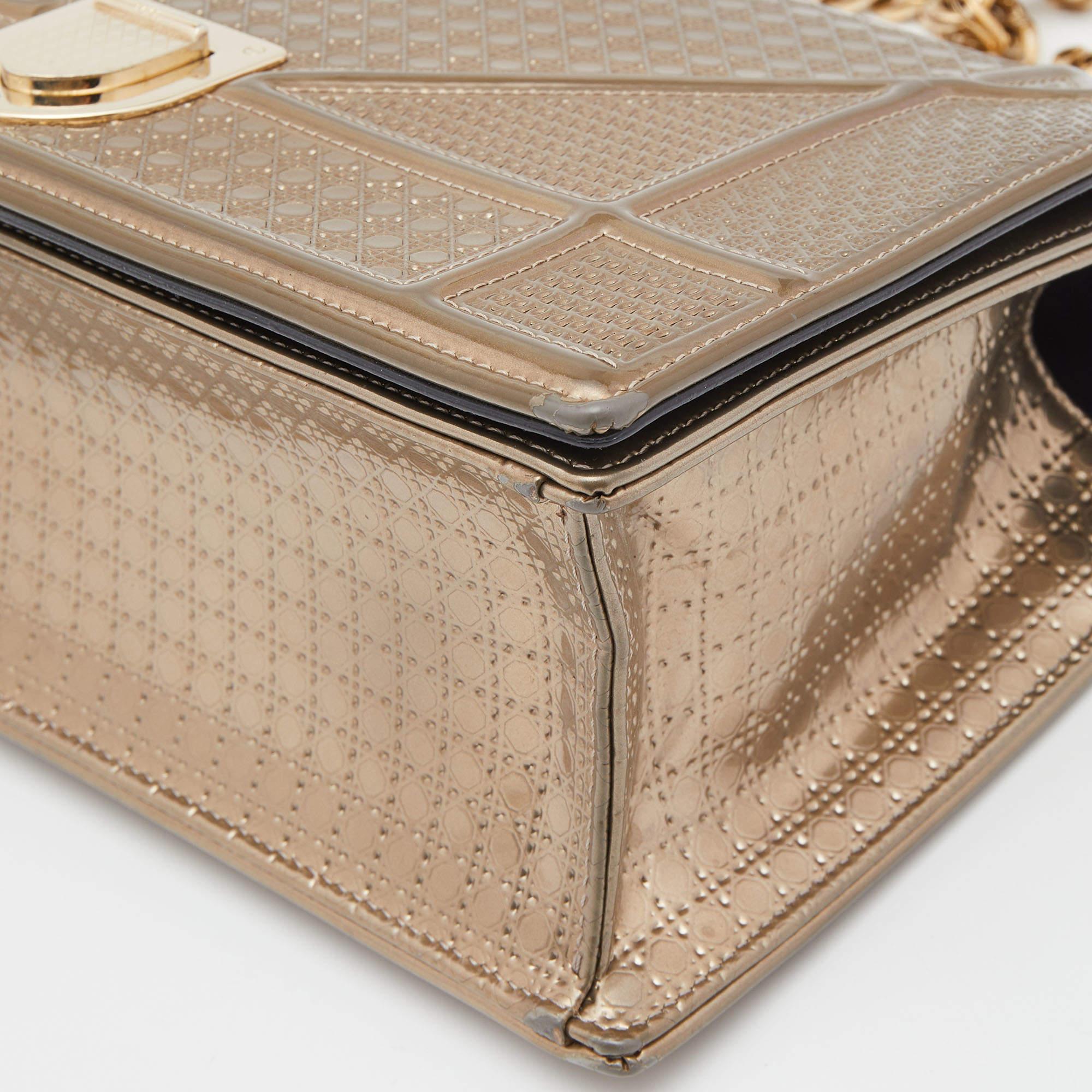 Dior Gold Cannage Patent Leather Medium Diorama Shoulder Bag 4