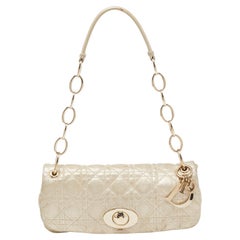 Borsa a tracolla Dior Cannage oro in pelle trapuntata Rendezvous