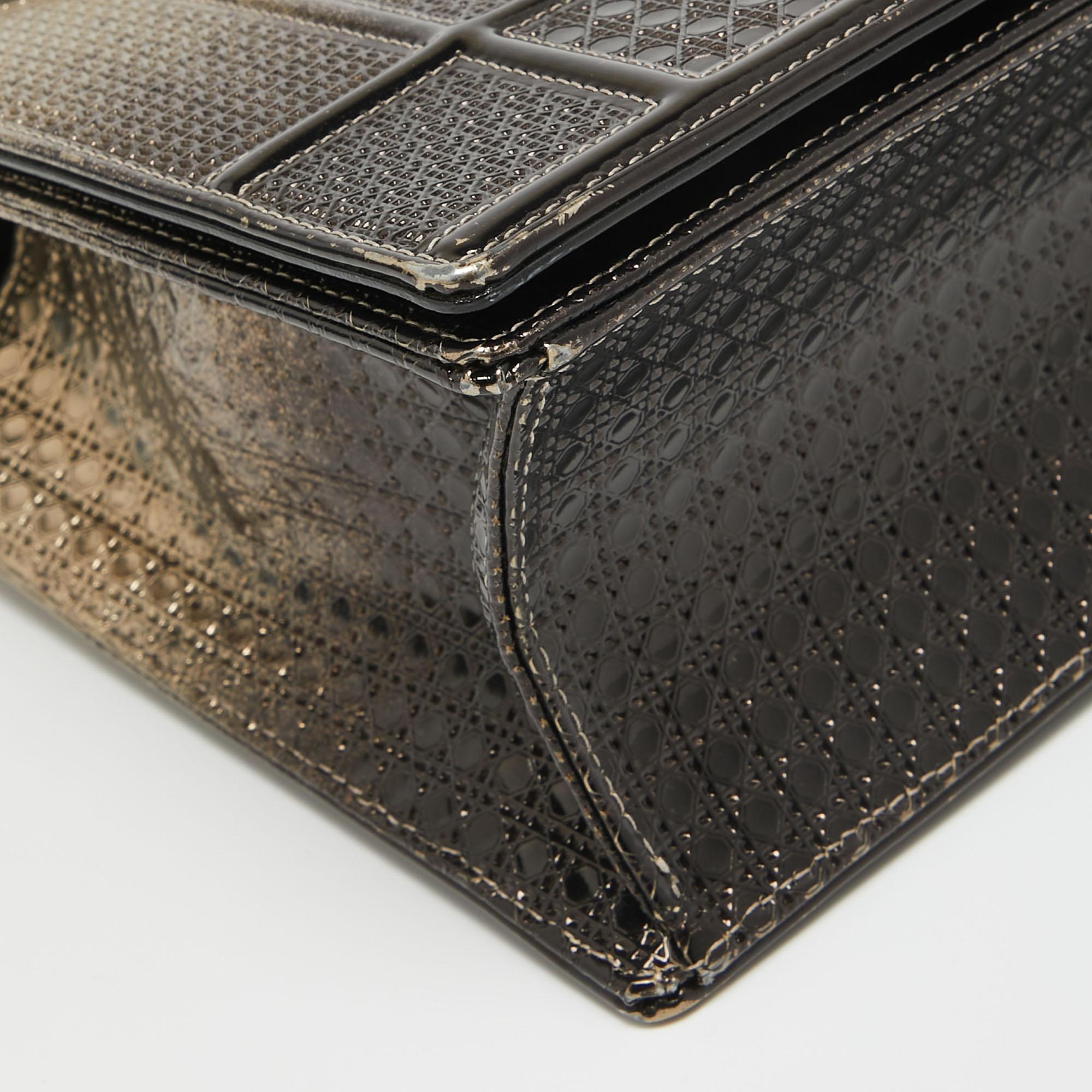 Dior Gold/Dark Brown Ombre Patent Leather Large Diorama Shoulder Bag For Sale 6